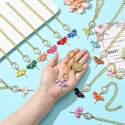 14Pcs 14 Colors Ballerina Girl Alloy Rhinestone & Resin Cup Charms HJEW-YW00079-1
