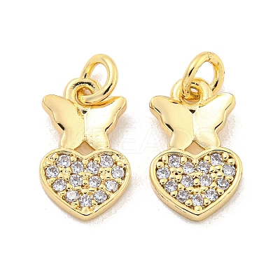 Brass Micro Pave Clear Cubic Zirconia Charms KK-Z044-22G-1