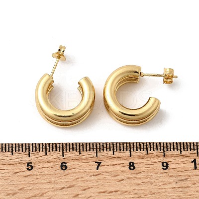 Two-layer C-Shaped 201 Stainless Steel Stud Earrings EJEW-Z151-11G-02-1