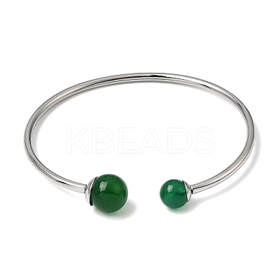304 Stainless Steel & Nautral Gemstone Torque Bangles BJEW-H644-10P-1