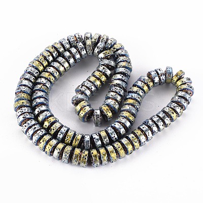 Electroplated Natural Lava Rock Beads Strands G-T114-69H-1