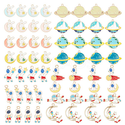 60Pcs 15 Style Alloy Enamel Pendants ENAM-AR0001-52-1