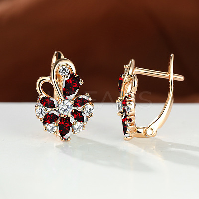 Brass Micro Pave Cubic Zirconia Hoop Earrings WG0C687-06-1