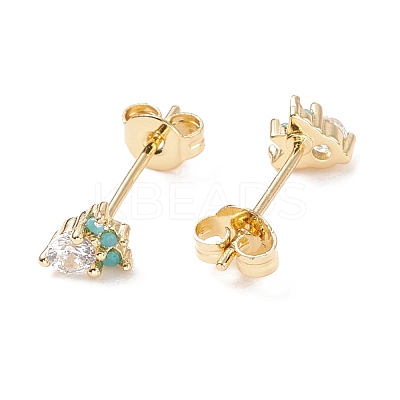 Cubic Zirconia Carrot Stud Earrings EJEW-C029-02G-1