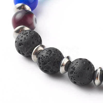 Handmade Evil Eye Lampwork Beaded Stretch Bracelets BJEW-JB06467-1