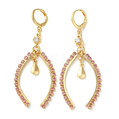 Rhinestone Curved Bar Leverback Earrings EJEW-K256-24KCG-1