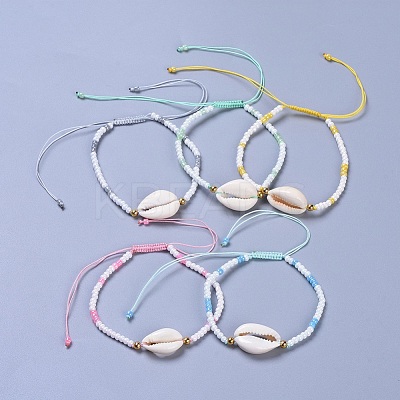 Adjustable Glass Seed Bead Braided Bead Bracelets BJEW-JB04284-M-1