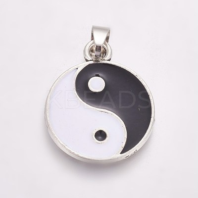 Feng Shui Black & White Alloy Enamel Pendants ENAM-J049-01AS-01-1
