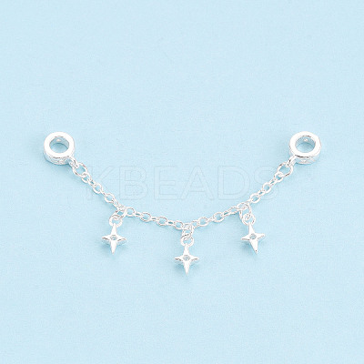 925 Sterling Silver Micro Pave Clear Cubic Zirconia Chain Extenders STER-N016-54S-1