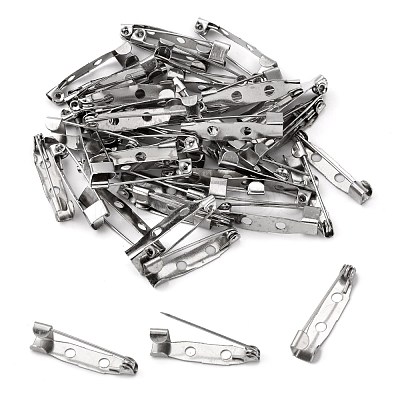 Iron Brooch Pin Back Safety Catch Bar Pins with 2-Hole IFIN-N3292-02-1