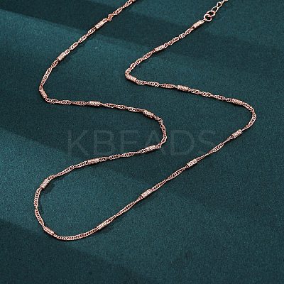 Brass Singapore Chains Necklaces for Women NJEW-D302-04RG-1