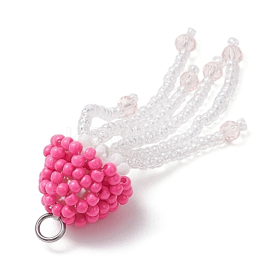 Glass Seed Beaded Jellyfish Pendants PALLOY-MZ00660-05-1