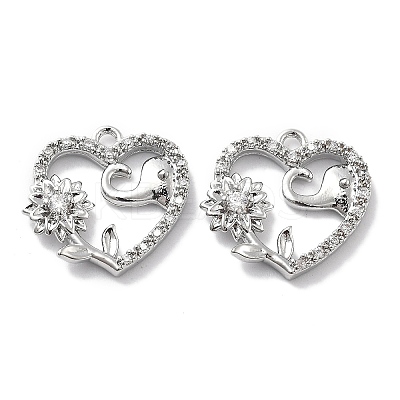 Brass Micro Pave Clear Cubic Zirconia Pendants KK-M102-34P-1