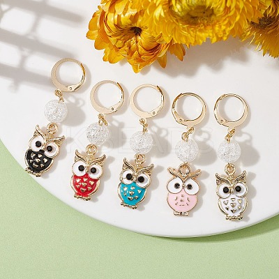 Owl Alloy Enamel Pendant Decorations HJEW-JM01278-1