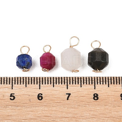 Natural Mixed Gemstone Copper Wire Wrapped Charms PALLOY-JF02173-1