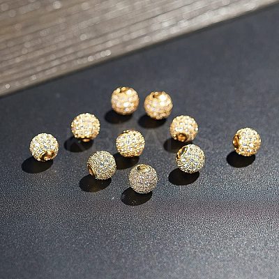 Rack Plating Brass Cubic Zirconia Beads ZIRC-NB0001-09-1