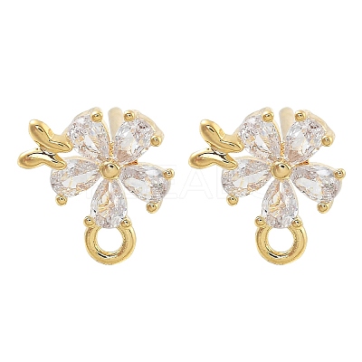 Brass Clear Cubic Zirconia Stud Earring Findings KK-A238-01B-G-1