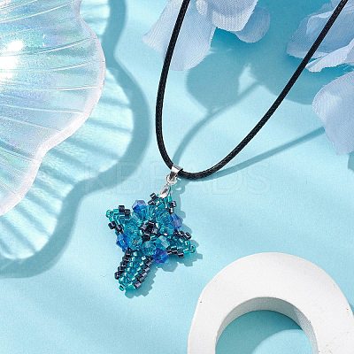 Transparent Electroplate Glass Pendant Necklaces NJEW-MZ00040-04-1