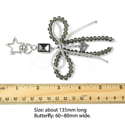 Alloy Glass Chip Pendant Decoration HJEW-FZ00038-1
