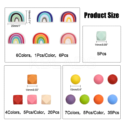 18 Style Food Grade Eco-Friendly Silicone Beads SIL-CA0001-62-1