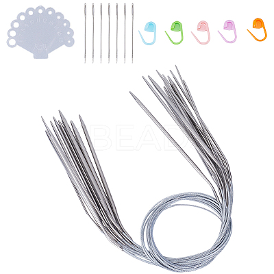 12 Styles Stainless Steel Wire Knitting Needles DIY-AR0004-93A-1