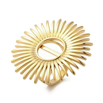 Ion Plating(IP) 304 Stainless Steel Sunflower Open Cuff Rings for Women RJEW-Z053-01G-1
