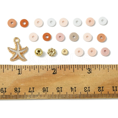 Bohemian Style DIY Disc/Flat Round Handmade Polymer Clay & CCB Plastic Beads & Alloy Enamel Pendant Jewelry Making Kits DIY-FS0007-75-1