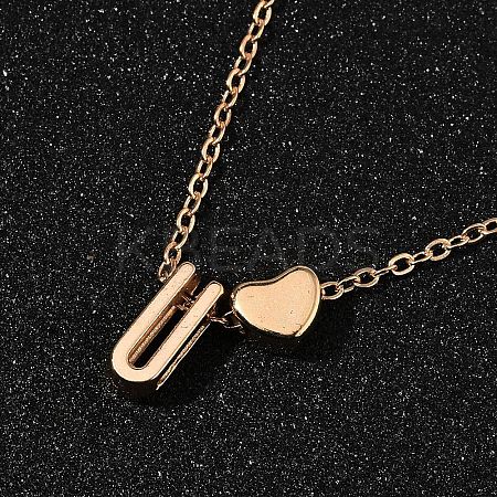 Alloy Letter Heart Pendant Necklaces for Women NJEW-FS0001-09U-1