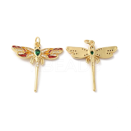 Rack Plating Brass Micro Pave Clear Cubic Zirconia Pendants X-KK-D074-09G-1