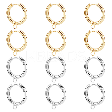12Pcs 2 Colors 201 Stainless Steel Huggie Hoop Earring Findings STAS-DC0015-45-1