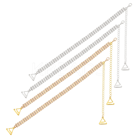 2 Pairs 2 Colors 2 Row Rhinestone Chain Non-slip Bra Straps FIND-GO0002-49-1