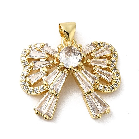Rack Plating Brass Micro Pave Cubic Zirconia Pendants KK-P241-34G-1