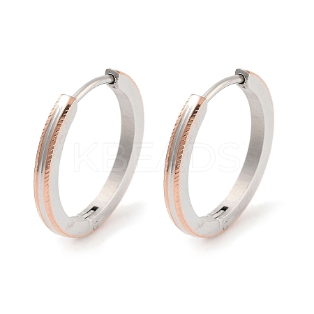 304 Stainless Steel Textured Huggie Hoop Earrings for Women EJEW-C096-35A-1