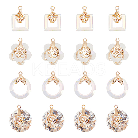 24Pcs 4 Style Electroplate Glass Pendants EGLA-SC0001-12-1