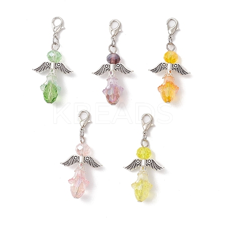 5Pcs Glass Pendant Decorations HJEW-JM03700-S-1
