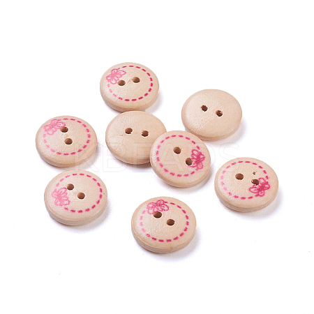 Painted Butterfly Wood Buttons with 2-Hole LS-NNA0Z5W-1
