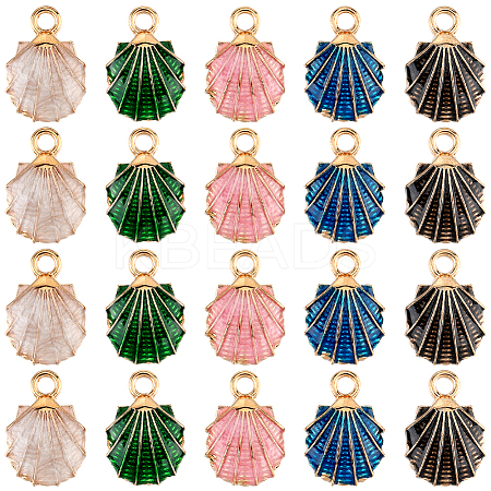 50Pcs 5 Colors Golden Plated Alloy Enamel Pendants FIND-SC0012-80-1