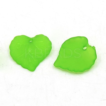 Green Transparent Acrylic Frosted Leaf Pendants X-PL591-6-1