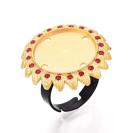 Adjustable Alloy & Iron & Rhinestone Bezel Cup Ring Base with Rotatable Tray MAK-T012-15G-1