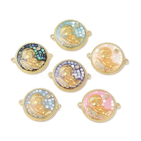 Epoxy Resin & Shell Connector Charms KK-K380-11A-G-1