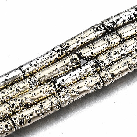 Electroplated Natural Lava Rock Beads Strands G-T114-76F-1
