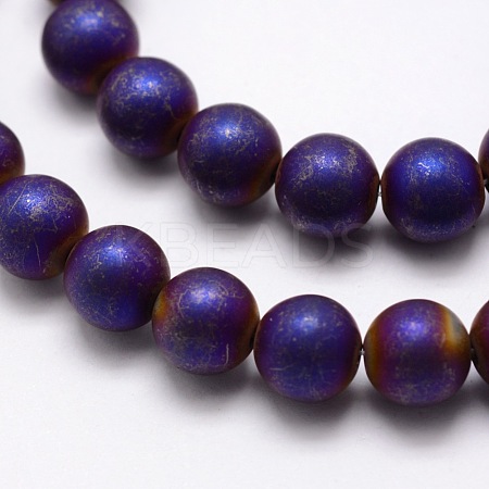 Electroplate Non-magnetic Synthetic Hematite Beads Strands G-R363-8mm-04-1