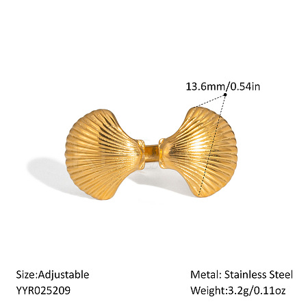 Ocean Themes Stainless Steel Adjustable Cuff Rings for Women VG5206-8-1