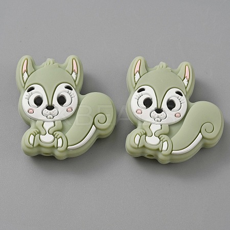 Squirrel Food Grade Eco-Friendly Silicone Beads SIL-WH0012-030D-1