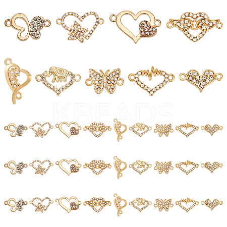 36Pcs 9 Styles Alloy Rhinestone Links/Connectors FIND-UN0016-38-1