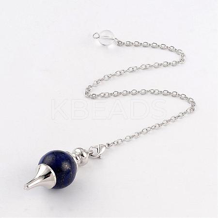 Natural Lapis Lazuli Sphere Dowsing Pendulums BJEW-E292-A03-1