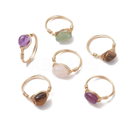 Nuggets Natural Gemstone Finger Rings RJEW-JR00696-1