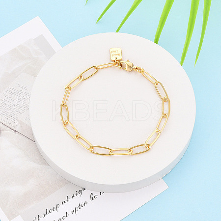 Brass Paperclip Chain Bracelets for Women BJEW-N032-07A-G-1