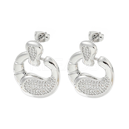 Crab Claw Rack Plating Brass Micro Pave Cubic Zirconia Dangle Stud Earrings EJEW-F331-20P-1