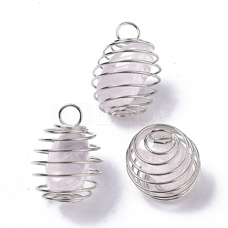 Iron Wrap-around Spiral Bead Cage Pendants IFIN-R239-15P-1